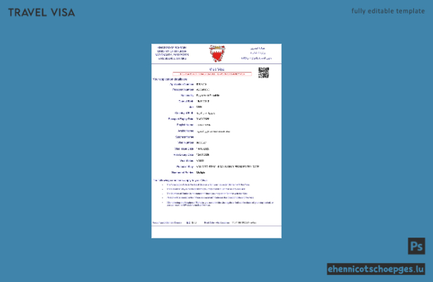 Bahrain-E-Visum in Word- und PDF-Formaten, Version 2 – Beispielvorschau